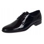 Pantofi barbati eleganti din piele naturala calapod lat Negru Lacuit GKR016NL